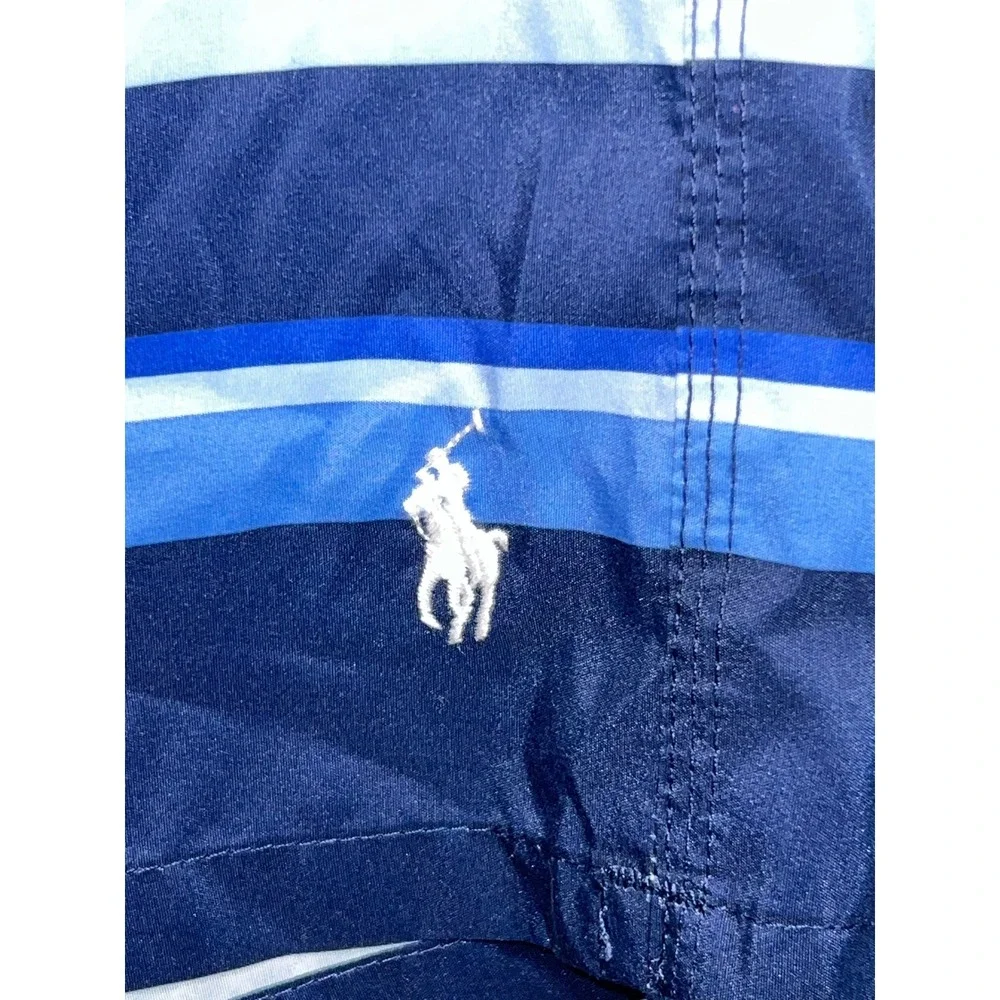 Polo Ralph Lauren Board Shorts Mens S Blue Striped Pony Logo Swim Trunks Preppy